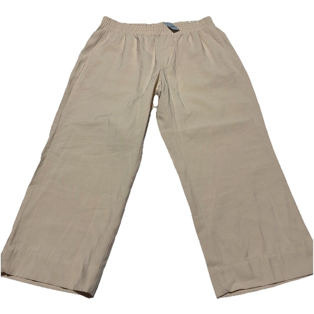 Ann Taylor Factory Slim Wide Leg Crop Pants Size M P High Rise Beige Pull On NWT